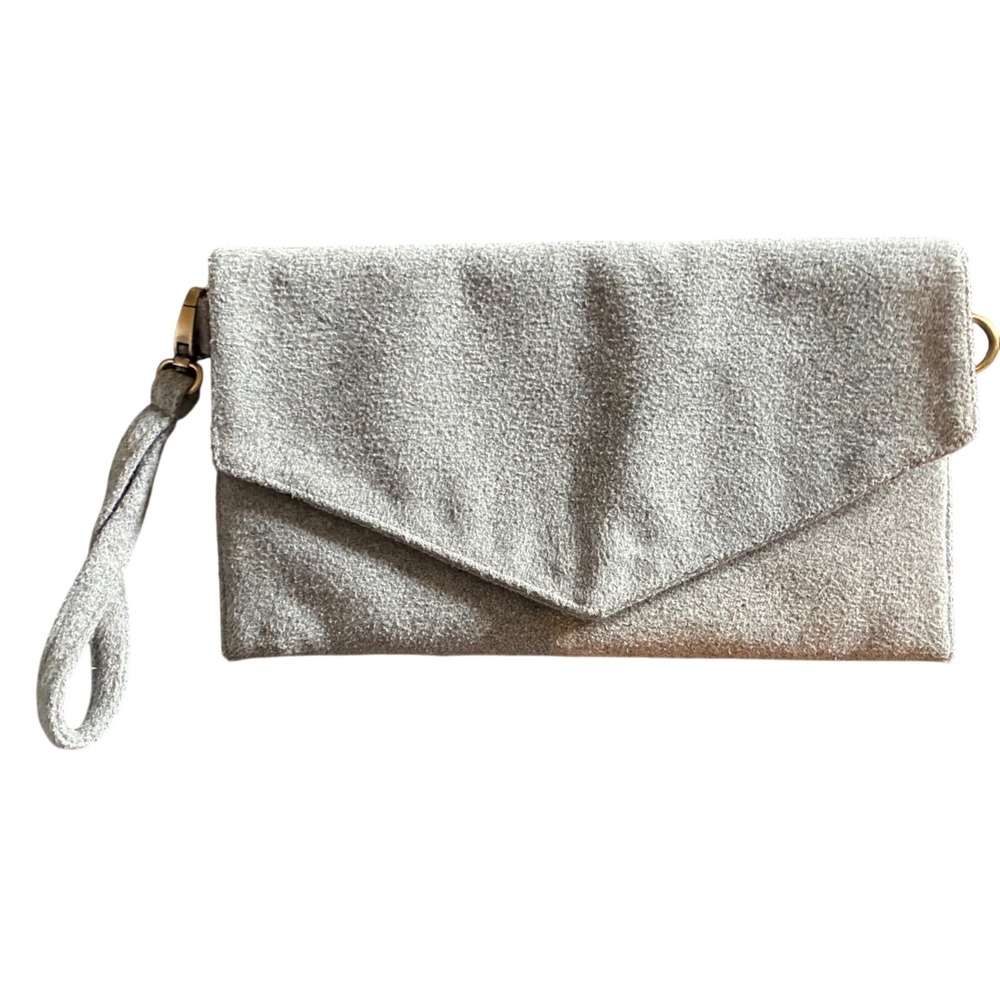 Meridian Lee Grey Envelope Clutch Wristlet Geometric Lining